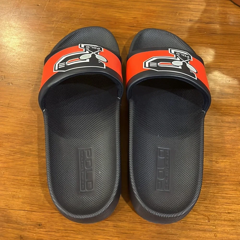 Polo Ralph Lauren Cayson US Open Tennis Slides Sandals Shoes blue Mens Size 8